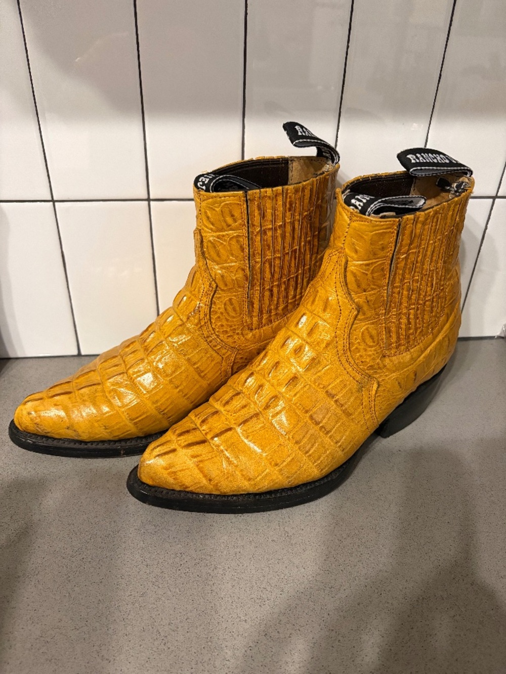 Mantequilla leather croc embossed boots - size 7?